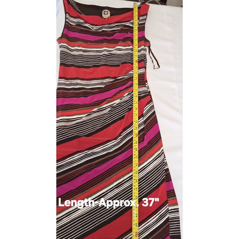 Anne Klein Sheath Dress Womens 6 Striped Draped Cowl Sleeveless Bold Print Party - Picture 9 of 16